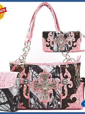 Western Camouflage Shoulder Bag with Wallet Set Vegan Leather